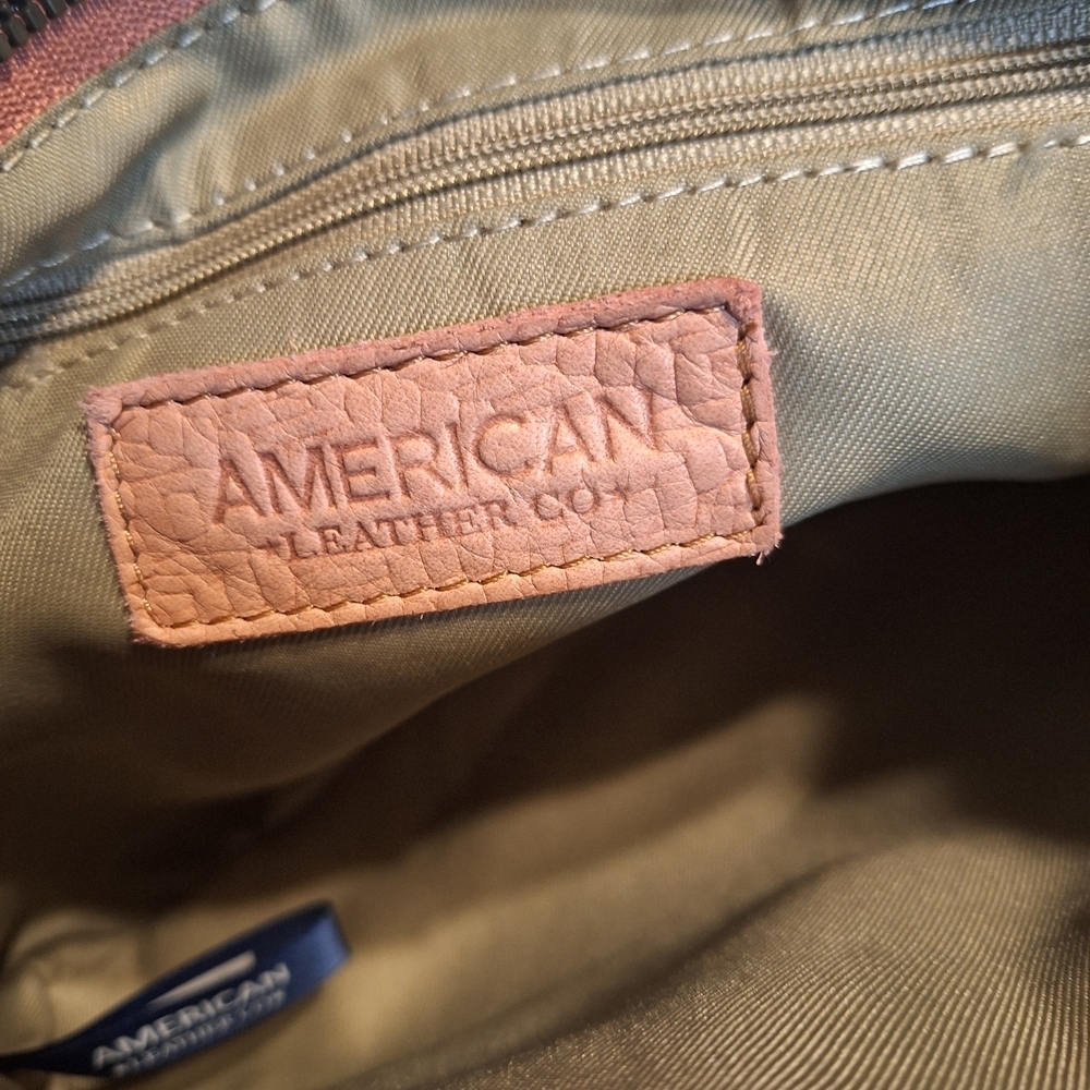 American Leather Co Pink Leather Crossbody Handbag - Picture 7 of 9